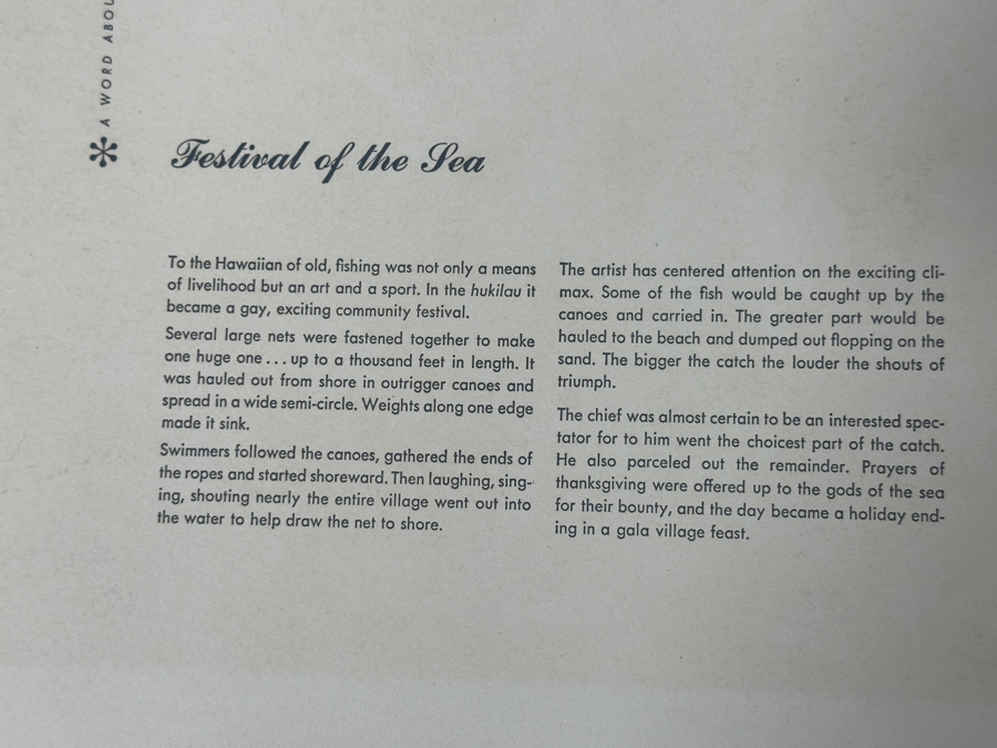 Just Added - Vintage Hawaiian Matson Lines Print Titled Festival of The Sea By Eugene Savage 21 X 14 [Photo 7]