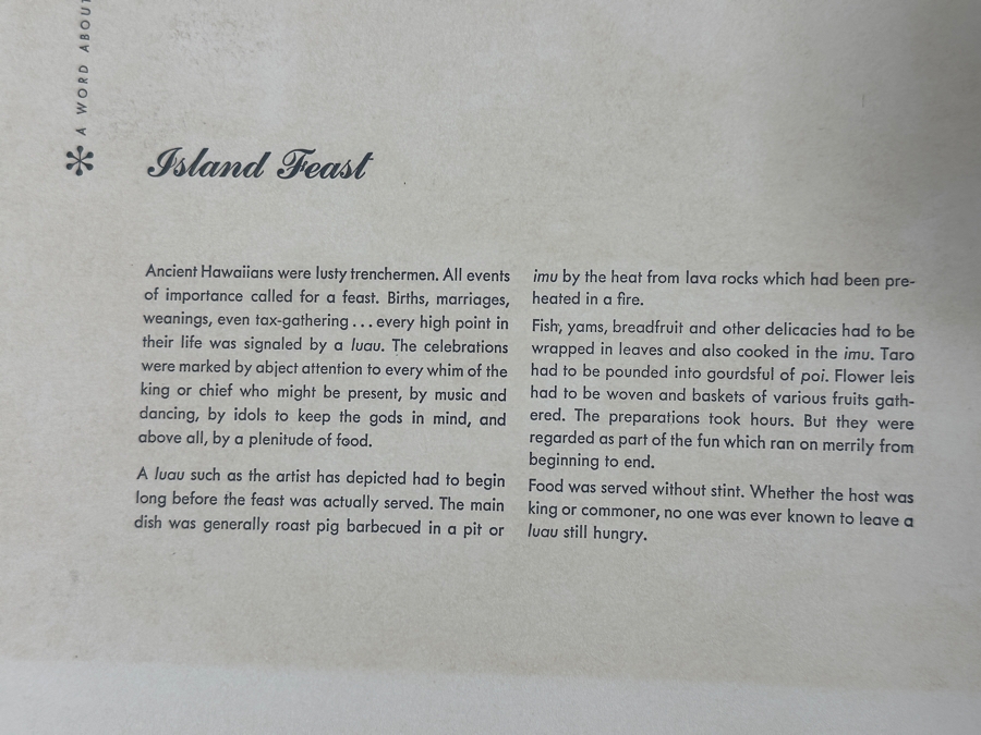 Just Added - Vintage Hawaiian Matson Lines Print Titled Island Feast By Eugene Savage 21 X 14 [Photo 8]