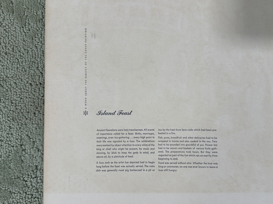 Just Added - Vintage Hawaiian Matson Lines Print Titled Island Feast By Eugene Savage 21 X 14 [Photo 7]