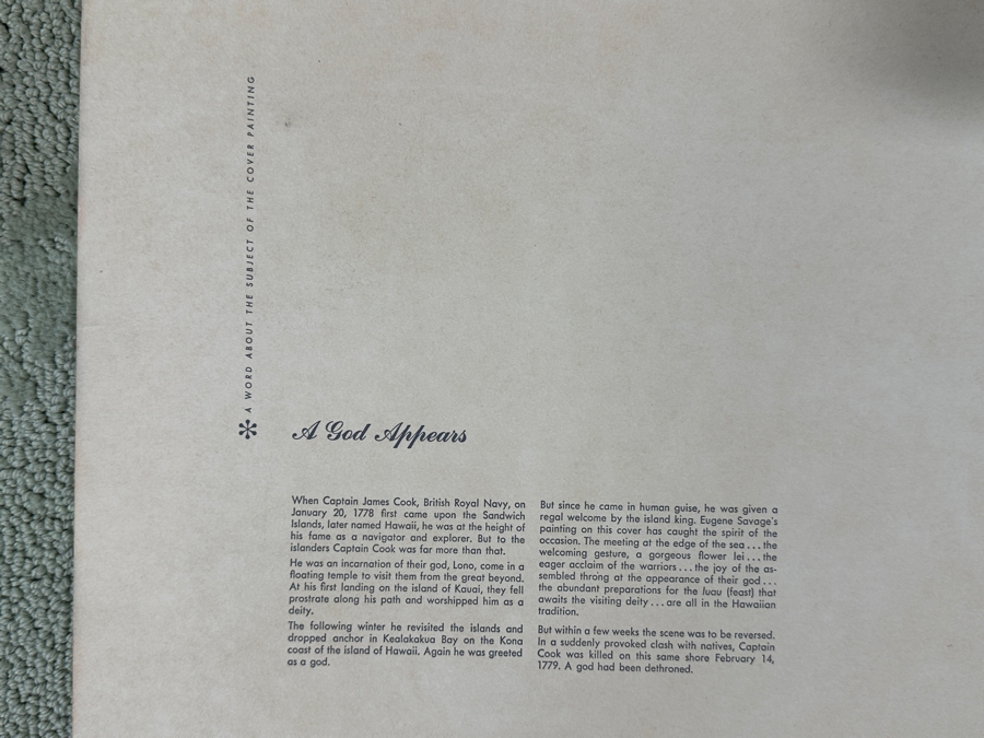 Just Added - Vintage Hawaiian Matson Lines Print Titled A God Appears By Eugene Savage 21 X 14 [Photo 8]