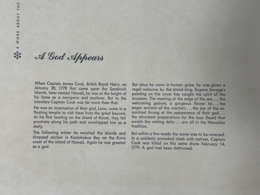 Just Added - Vintage Hawaiian Matson Lines Print Titled A God Appears By Eugene Savage 21 X 14 [Photo 9]