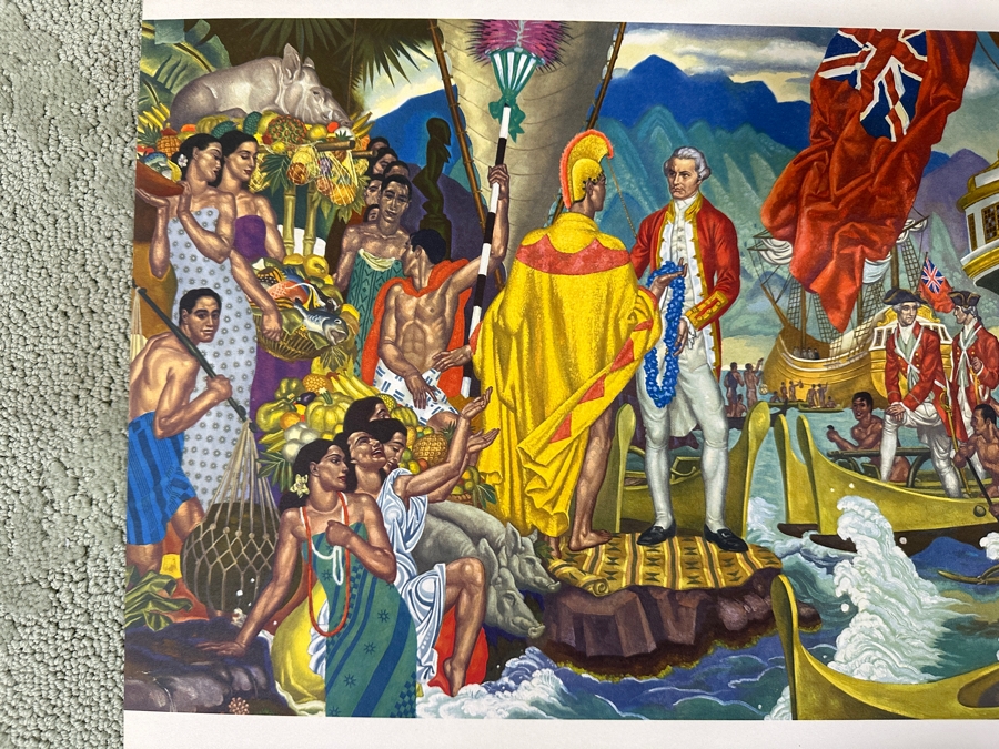 Just Added - Vintage Hawaiian Matson Lines Print Titled A God Appears By Eugene Savage 21 X 14 [Photo 3]