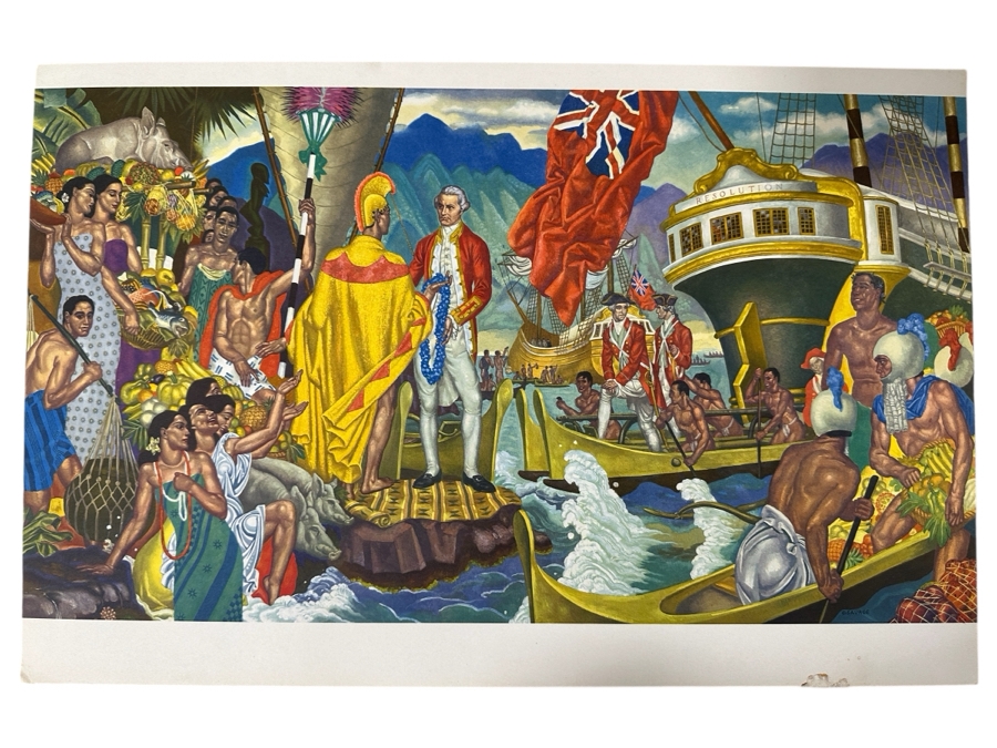 Just Added - Vintage Hawaiian Matson Lines Print Titled A God Appears By Eugene Savage 21 X 14