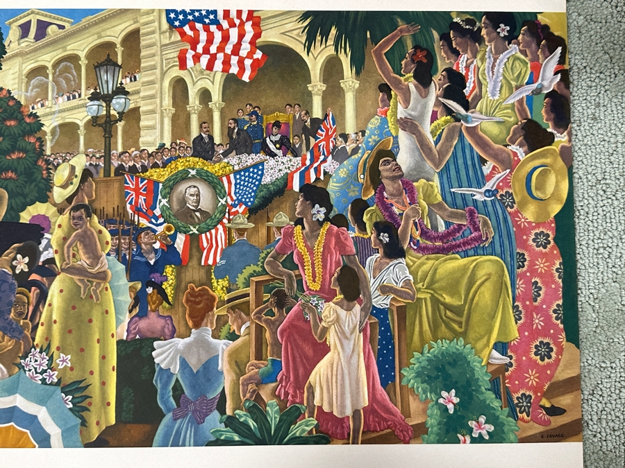 Just Added - Vintage Hawaiian Matson Lines Print Titled Hawaii's Decisive Hour By Eugene Savage 21 X 14 [Photo 2]