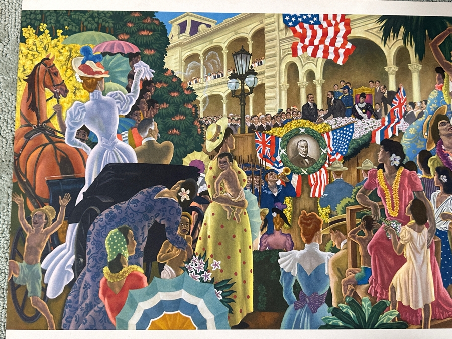 Just Added - Vintage Hawaiian Matson Lines Print Titled Hawaii's Decisive Hour By Eugene Savage 21 X 14 [Photo 3]