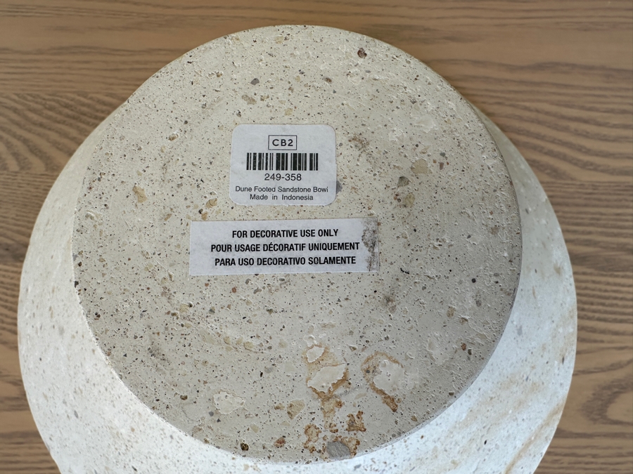 Crate & Barrel CB2 Dune Footed Sandstone Bowl 13.75W X 7.25H [Photo 5]