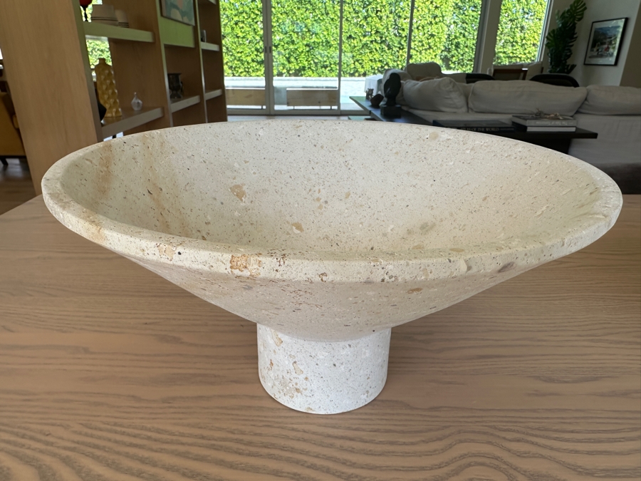 Crate & Barrel CB2 Dune Footed Sandstone Bowl 13.75W X 7.25H [Photo 3]