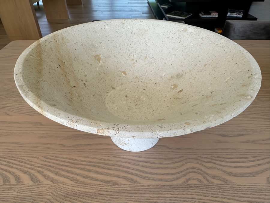 Crate & Barrel CB2 Dune Footed Sandstone Bowl 13.75W X 7.25H [Photo 4]