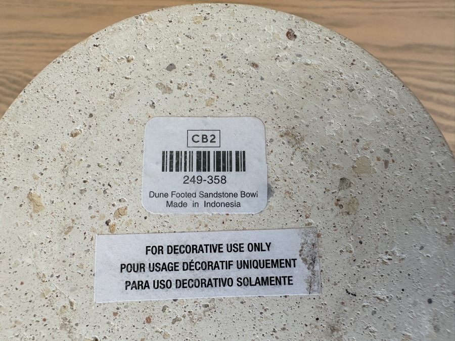 Crate & Barrel CB2 Dune Footed Sandstone Bowl 13.75W X 7.25H [Photo 6]
