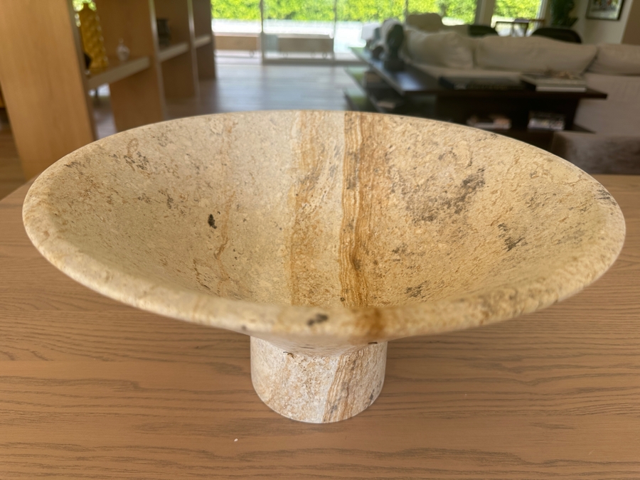Crate & Barrel CB2 Dune Footed Sandstone Bowl 13.75W X 7.25H