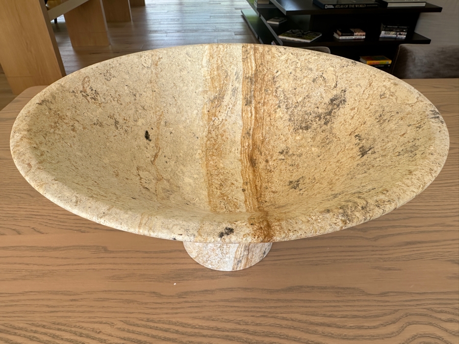 Crate & Barrel CB2 Dune Footed Sandstone Bowl 13.75W X 7.25H [Photo 3]
