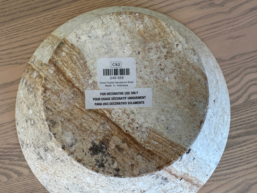 Crate & Barrel CB2 Dune Footed Sandstone Bowl 13.75W X 7.25H [Photo 6]