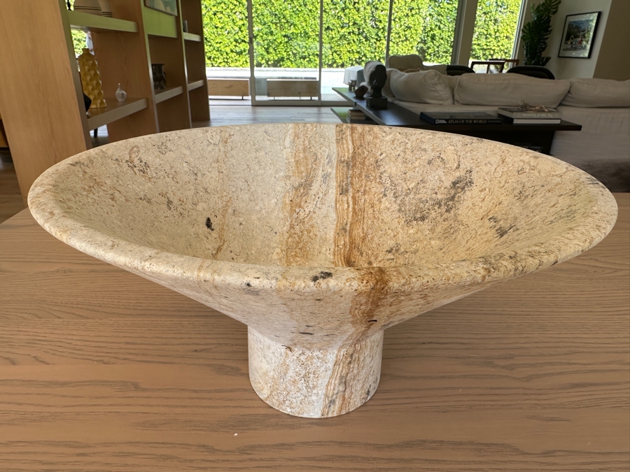 Crate & Barrel CB2 Dune Footed Sandstone Bowl 13.75W X 7.25H [Photo 2]