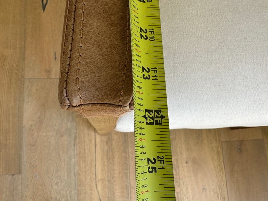 Pair of Four Hands Reuben Dining Chairs Nettlewood Frame and Upholstered Seat with Leather Wrapped Arms 23W X 24D X 34H [Photo 10]