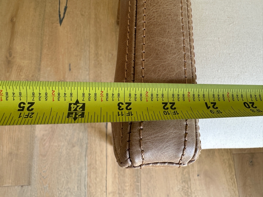 Pair of Four Hands Reuben Dining Chairs Nettlewood Frame and Upholstered Seat with Leather Wrapped Arms 23W X 24D X 34H [Photo 9]