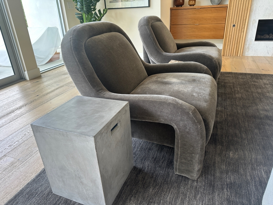 Pair of Soho Home Limited Ellis Mohair Velvet Lounge Chairs 36'W x 39'D x 32'H [Photo 6]