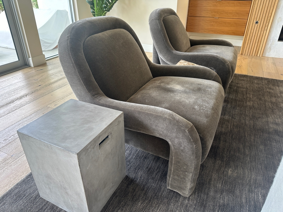 Pair of Soho Home Limited Ellis Mohair Velvet Lounge Chairs 36'W x 39'D x 32'H [Photo 3]