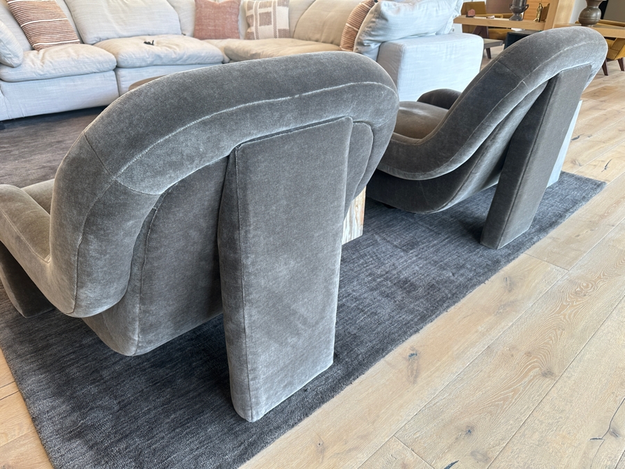 Pair of Soho Home Limited Ellis Mohair Velvet Lounge Chairs 36'W x 39'D x 32'H [Photo 8]