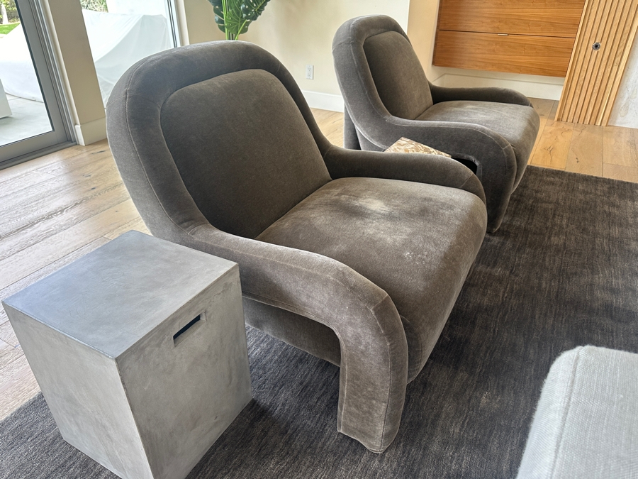 Pair of Soho Home Limited Ellis Mohair Velvet Lounge Chairs 36'W x 39'D x 32'H [Photo 4]