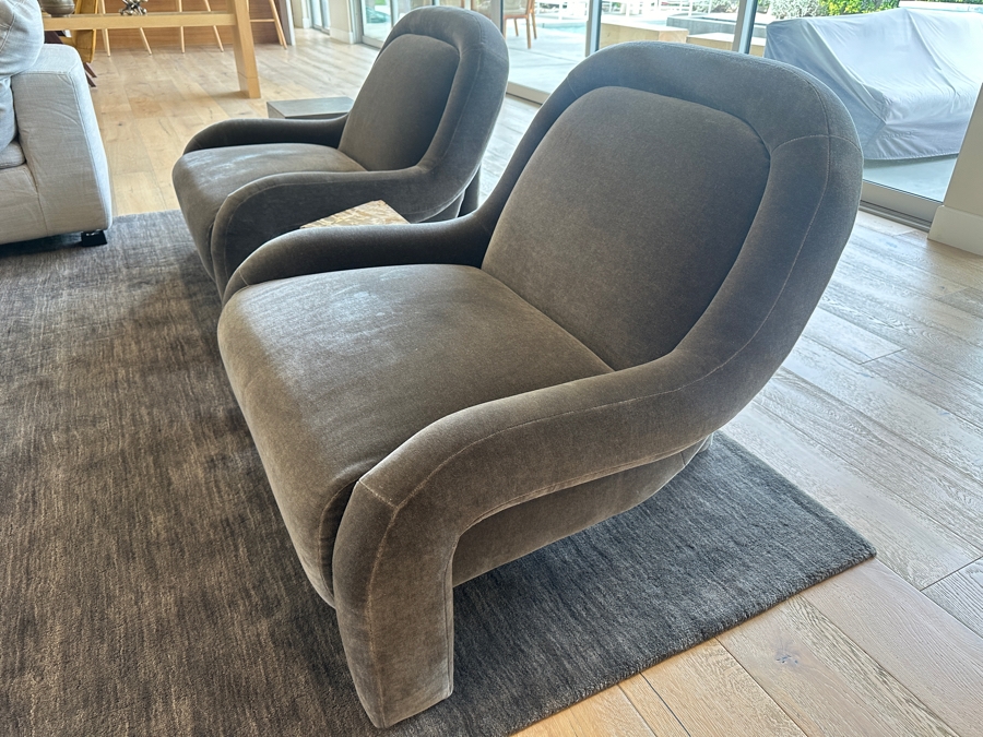 Pair of Soho Home Limited Ellis Mohair Velvet Lounge Chairs 36'W x 39'D x 32'H [Photo 2]