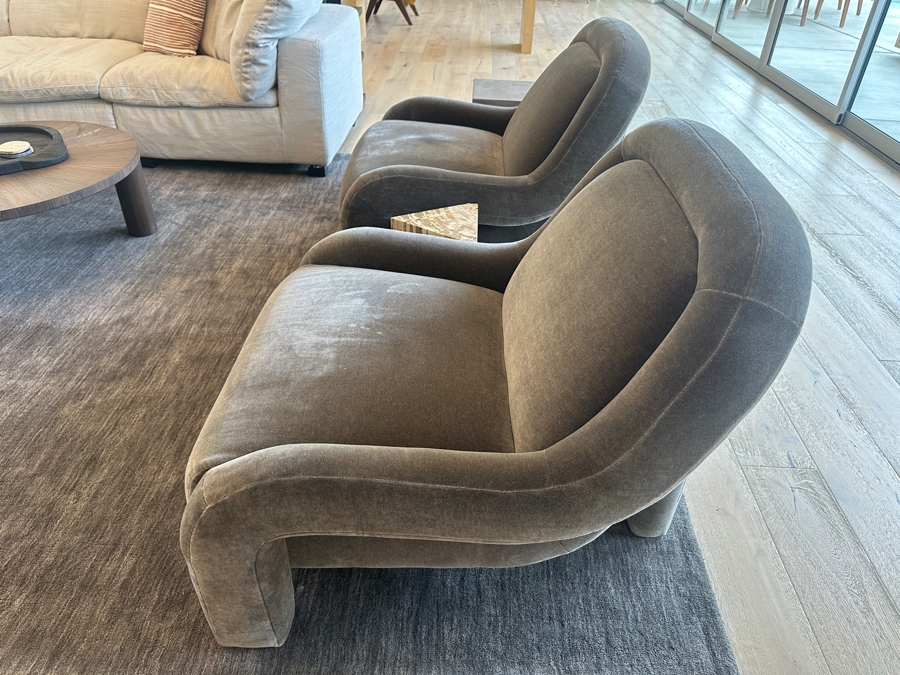 Pair of Soho Home Limited Ellis Mohair Velvet Lounge Chairs 36'W x 39'D x 32'H [Photo 7]