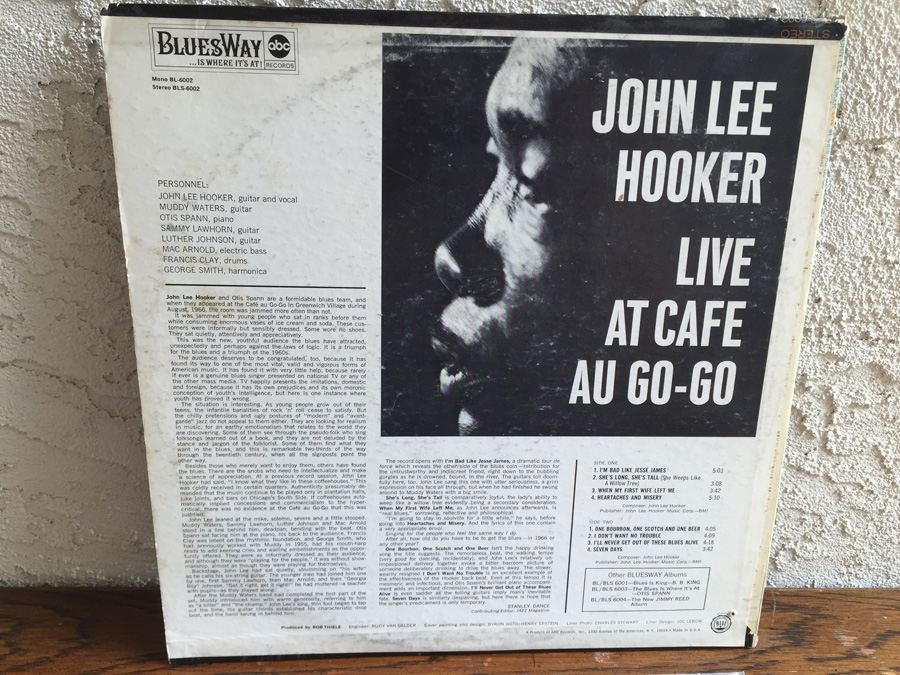 John Lee Hooker ‎- Live At Cafe Au-Go-Go - Bluesway ‎- BLS-6002  [Photo 2]