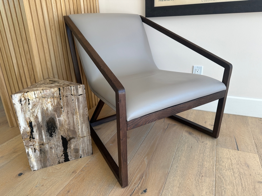 Homeroots Grey Eco Leather Lounge Chair 25'W x 29'D x 29'H