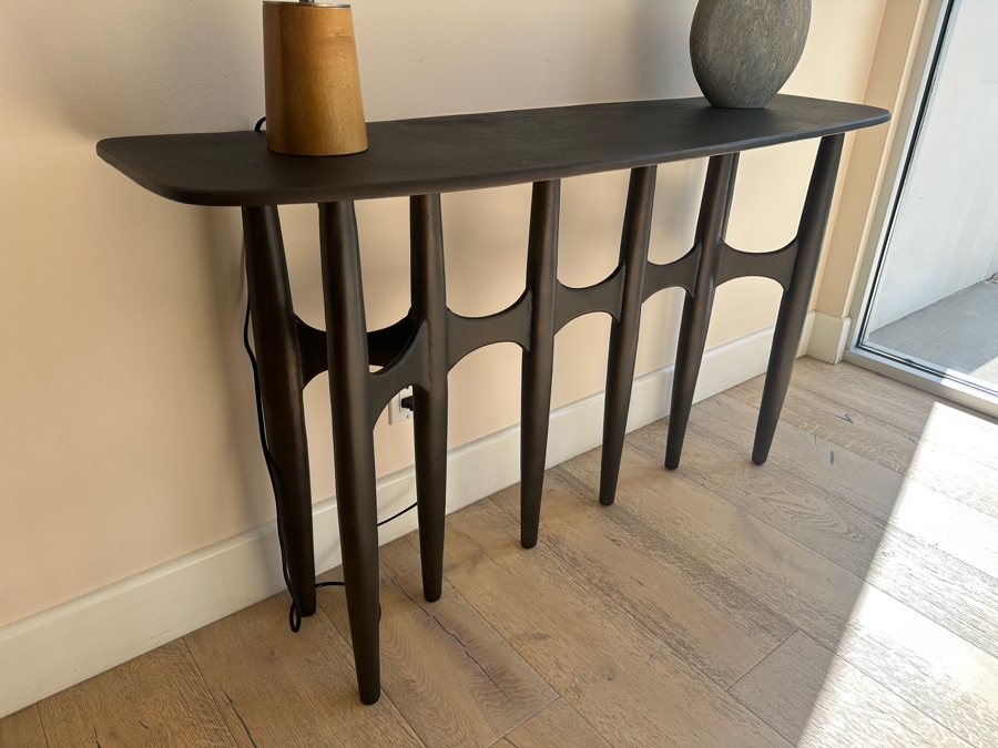 Crate & Barrel CB2 Bixby Bronze Cast Aluminum Console Table 52'W x 15'D x 30'H Retails $1,199 [Photo 2]