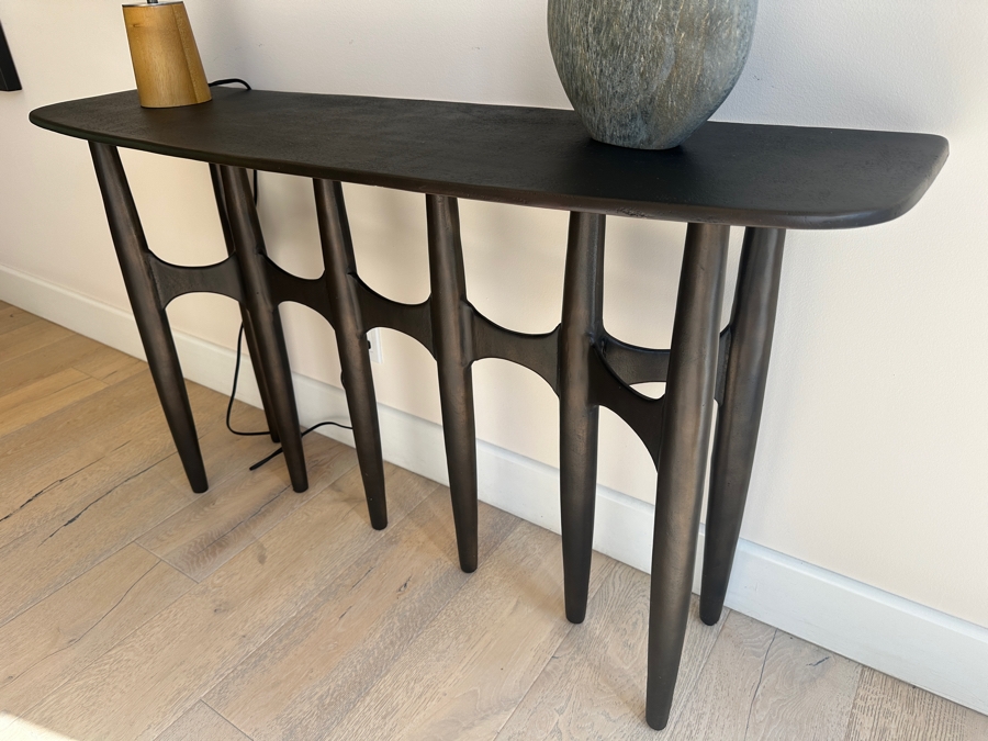 Crate & Barrel CB2 Bixby Bronze Cast Aluminum Console Table 52'W x 15'D x 30'H Retails $1,199 [Photo 3]