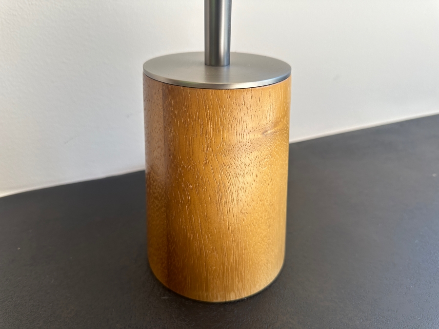 Crate & Barrel CB2 Paul McCobb Exposior Table Lamp with Wood Base and Two Nickel Shades 20'W x 24'H [Photo 3]