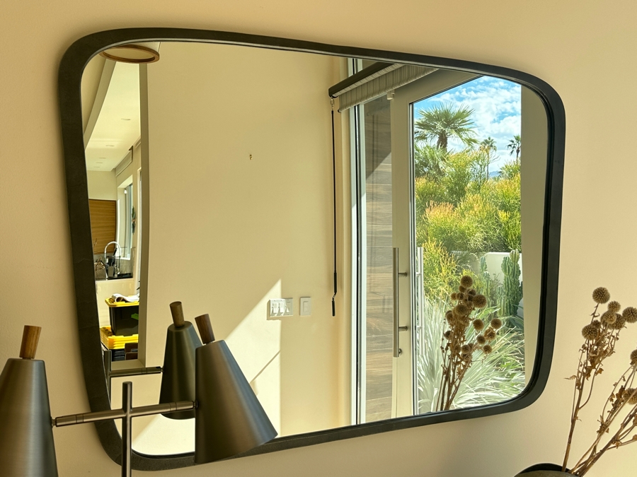 Crate & Barrel CB2 Ponder Black Asymmetrical Wall Mirror 48 x 34