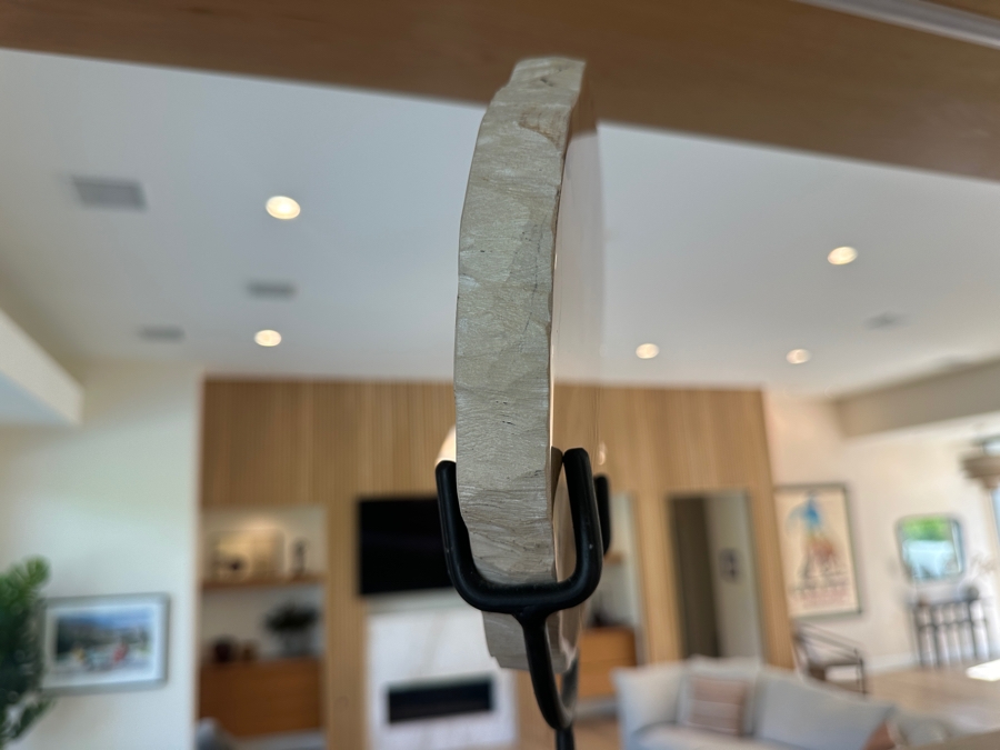 West Elm Petrified Wood Sculpture on Wrought Iron Stand 10.5'W x 13'H [Photo 4]