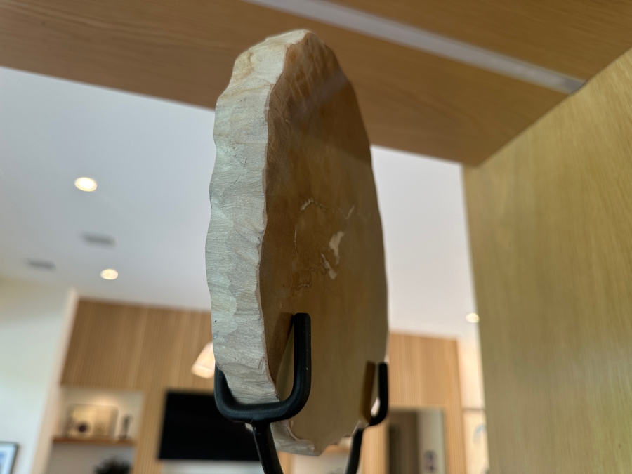 West Elm Petrified Wood Sculpture on Wrought Iron Stand 10'W x 14'H [Photo 3]