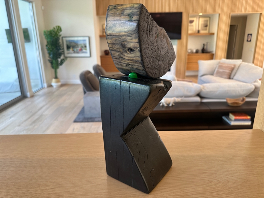 Jennifer Nehrbass 'Cairn 1' Stained Wooden Sculpture 2019 Signed On Bottom 8'W x 14.5'H [Photo 2]