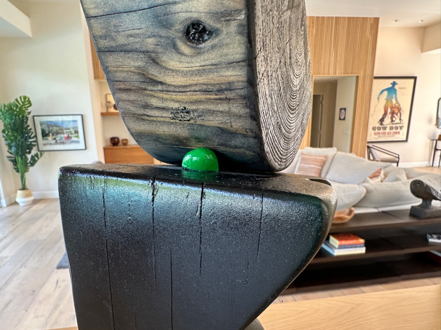 Jennifer Nehrbass 'Cairn 1' Stained Wooden Sculpture 2019 Signed On Bottom 8'W x 14.5'H [Photo 3]