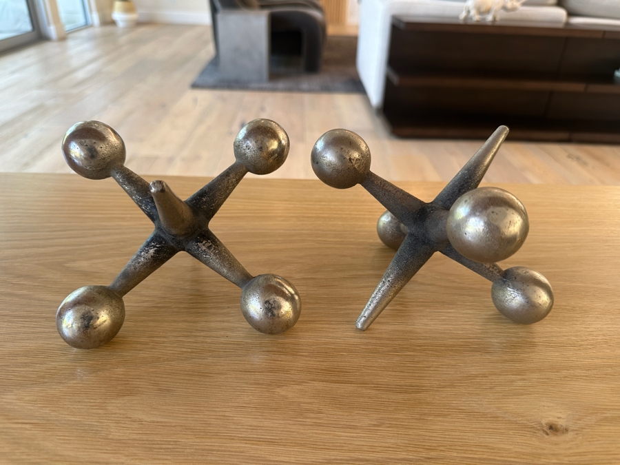 Pair Of Metal Decorative Jax Jacks Sculptures 6W [Photo 2]