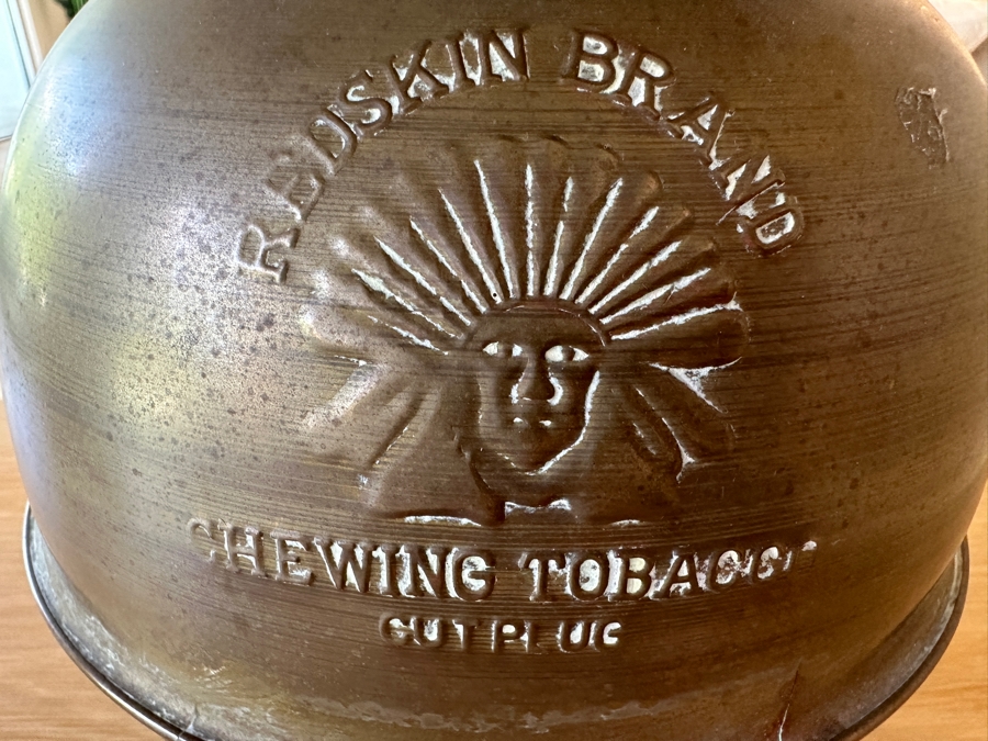 Vintage Redskin Chewing Tobacco Brass Spittoon 9'W x 10'H [Photo 5]