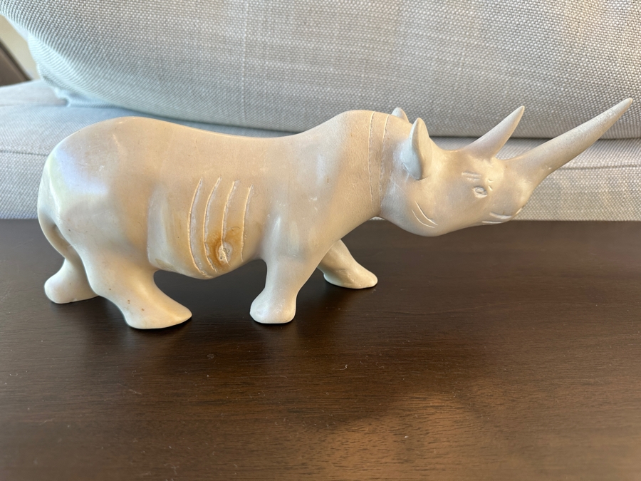 Hand-Carved Soapstone Rhinoceros Sculpture 13'L [Photo 2]