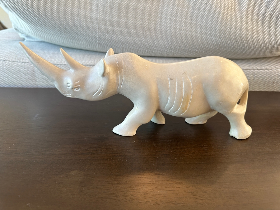 Hand-Carved Soapstone Rhinoceros Sculpture 13'L [Photo 3]