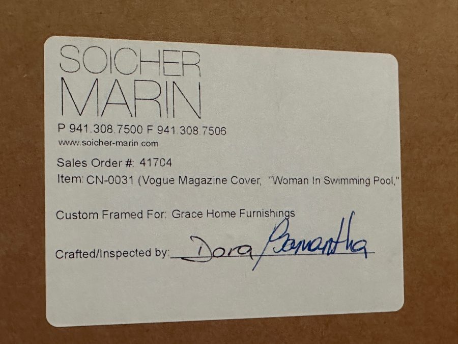 Fred Lyon (American, b. 1924) After Contemporary Printing of Original Photograph 'Woman in Swimming Pool, 1960' Vogue Magazine Cover 41'W x 41'H  [Photo 8]