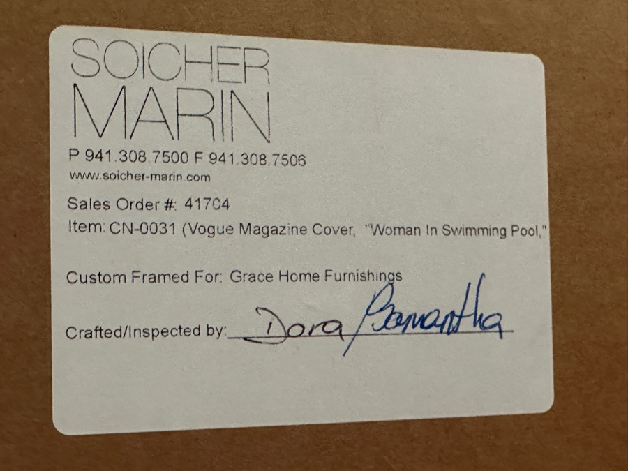 Fred Lyon (American, b. 1924) After Contemporary Printing of Original Photograph 'Woman in Swimming Pool, 1960' Vogue Magazine Cover 41'W x 41'H  [Photo 7]