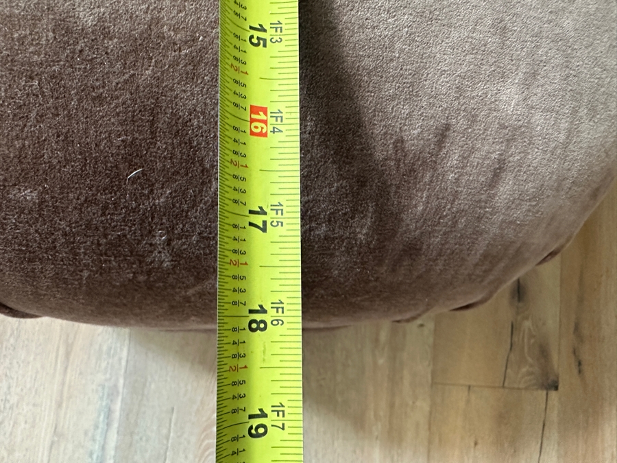 Pair of Crate & Barrel CB2 Ruched Dark Beige Velvet Poufs 19'W x 19'D x 17'H Retails $400 [Photo 8]