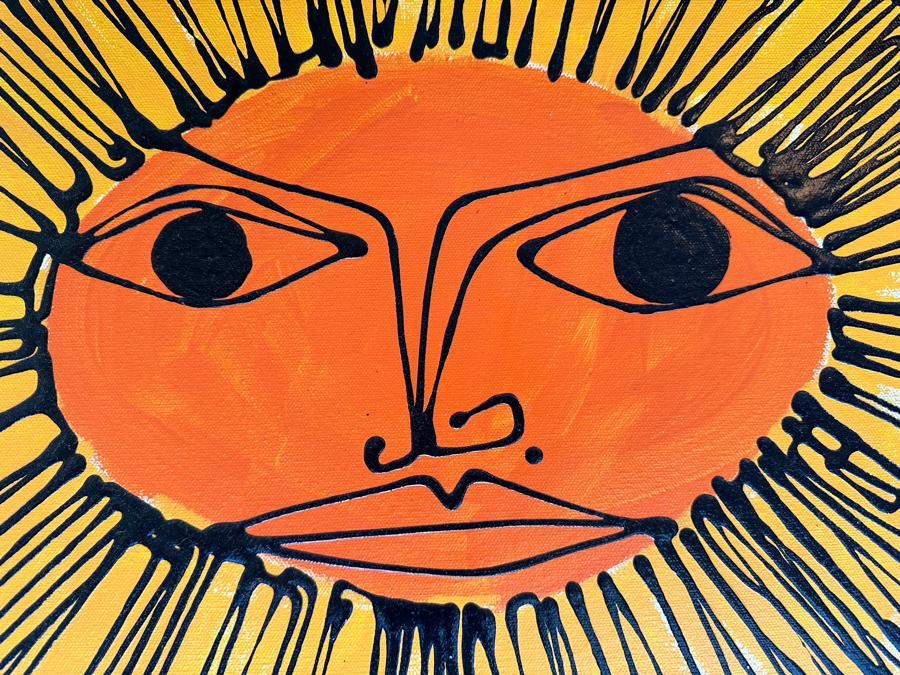 Original MCM Style Painting On Canvas Unsigned Artist Unknown 20 X 16 [Photo 3]