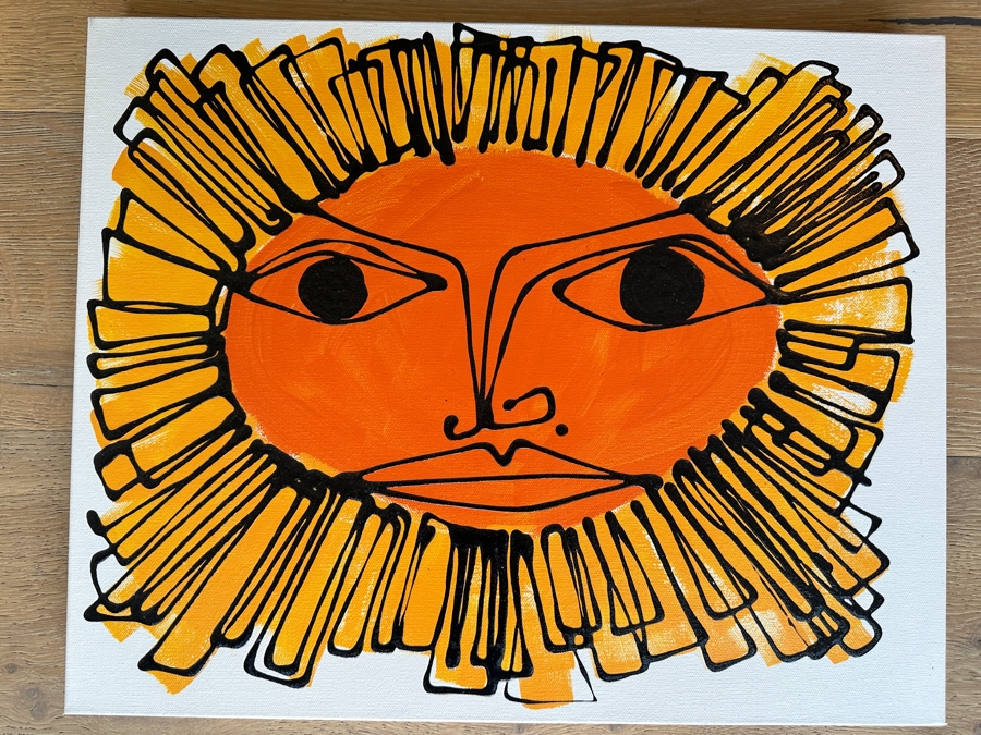 Original MCM Style Painting On Canvas Unsigned Artist Unknown 20 X 16 [Photo 2]