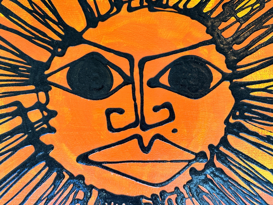 Original MCM Style Painting On Canvas Unsigned Artist Unknown 20 X 16 [Photo 3]