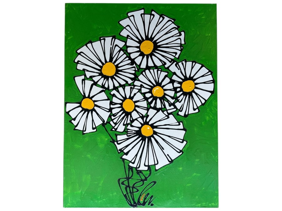 Original MCM Style Painting On Canvas Unsigned Artist Unknown 18 X 24