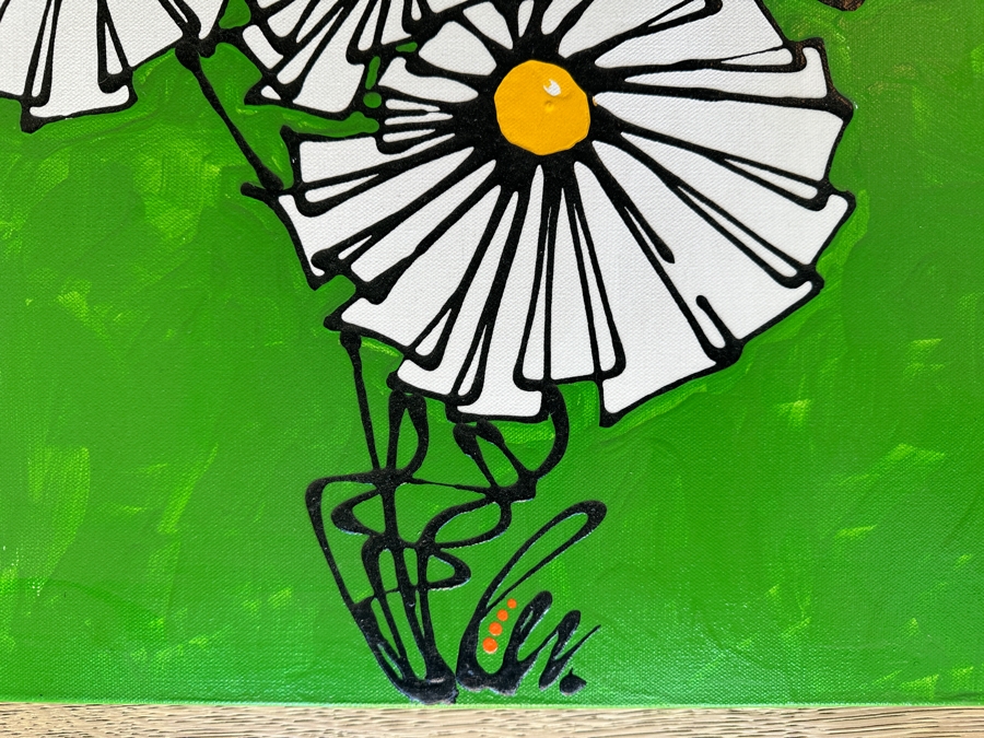 Original MCM Style Painting On Canvas Unsigned Artist Unknown 18 X 24 [Photo 3]