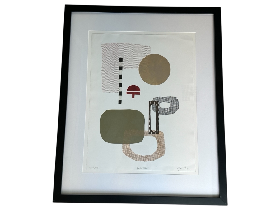 Lydia Riegle Original Oil Monotype Collage On Archival Paper Titled “Party Time” 22.5 X 29.5 Framed 34.5X 42 Retails $1,640 [Photo 2]