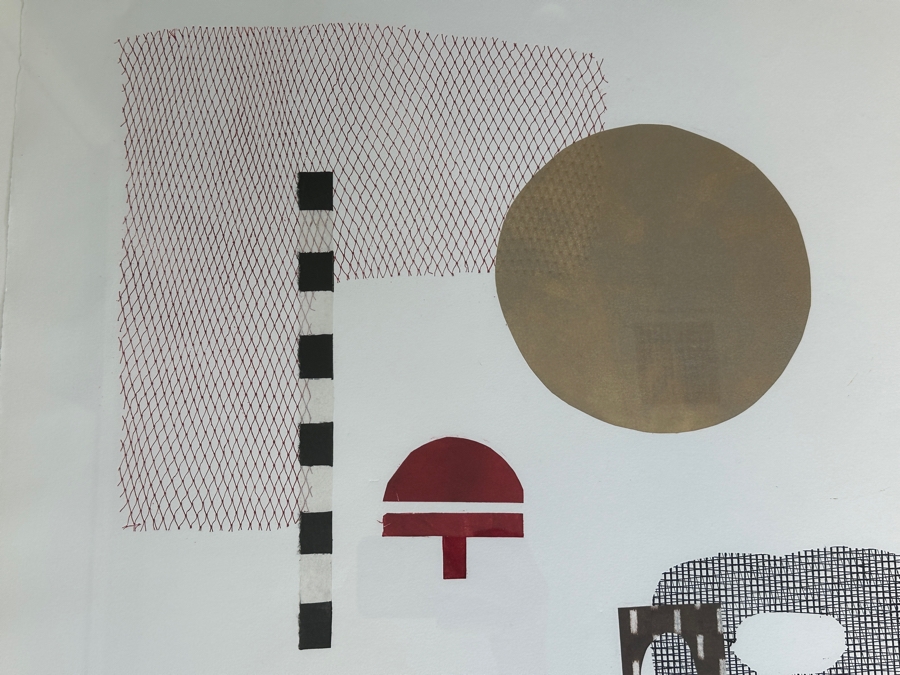 Lydia Riegle Original Oil Monotype Collage On Archival Paper Titled “Party Time” 22.5 X 29.5 Framed 34.5X 42 Retails $1,640 [Photo 5]