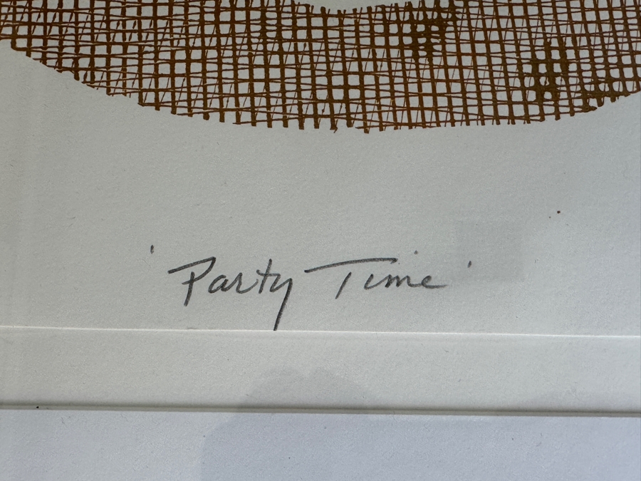 Lydia Riegle Original Oil Monotype Collage On Archival Paper Titled “Party Time” 22.5 X 29.5 Framed 34.5X 42 Retails $1,640 [Photo 8]